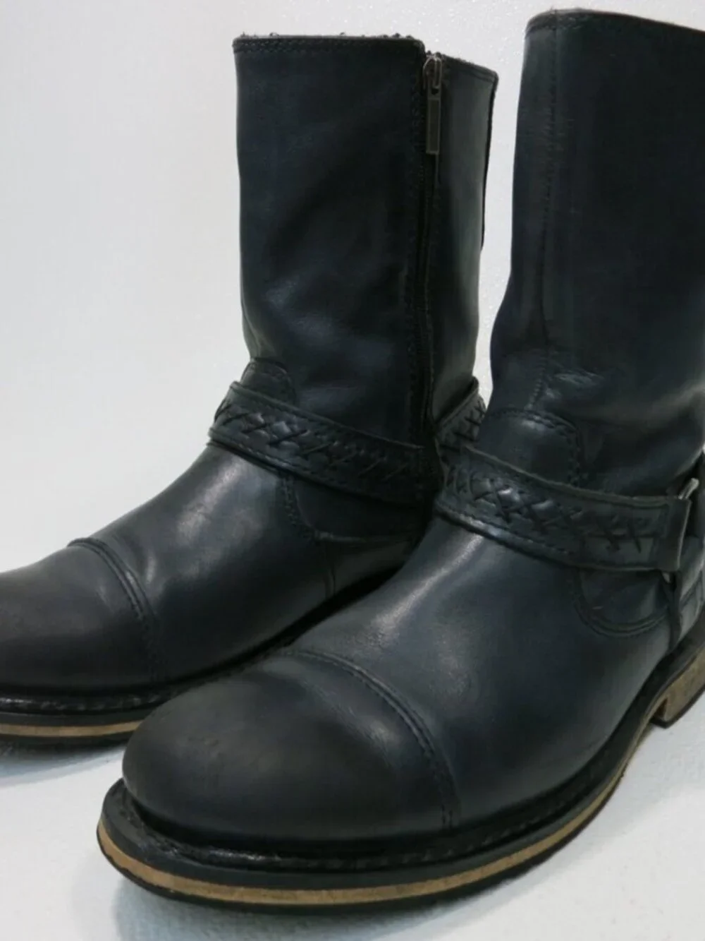 Harley-Davidson Black Leather Mid-Calf Engineer Boots